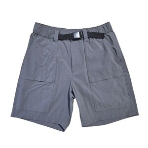 Sonoma Mens Outdoor Utility Shorts Gray Sz 32 Belted Nylon Stretch Cargo Pockets